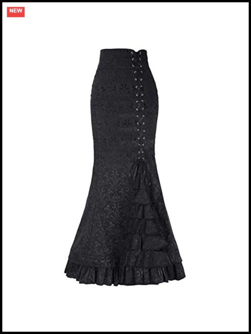 Steampunk Victorian Maxi Skirt High Waist Lace-up Mermaid Ruffle Polyester